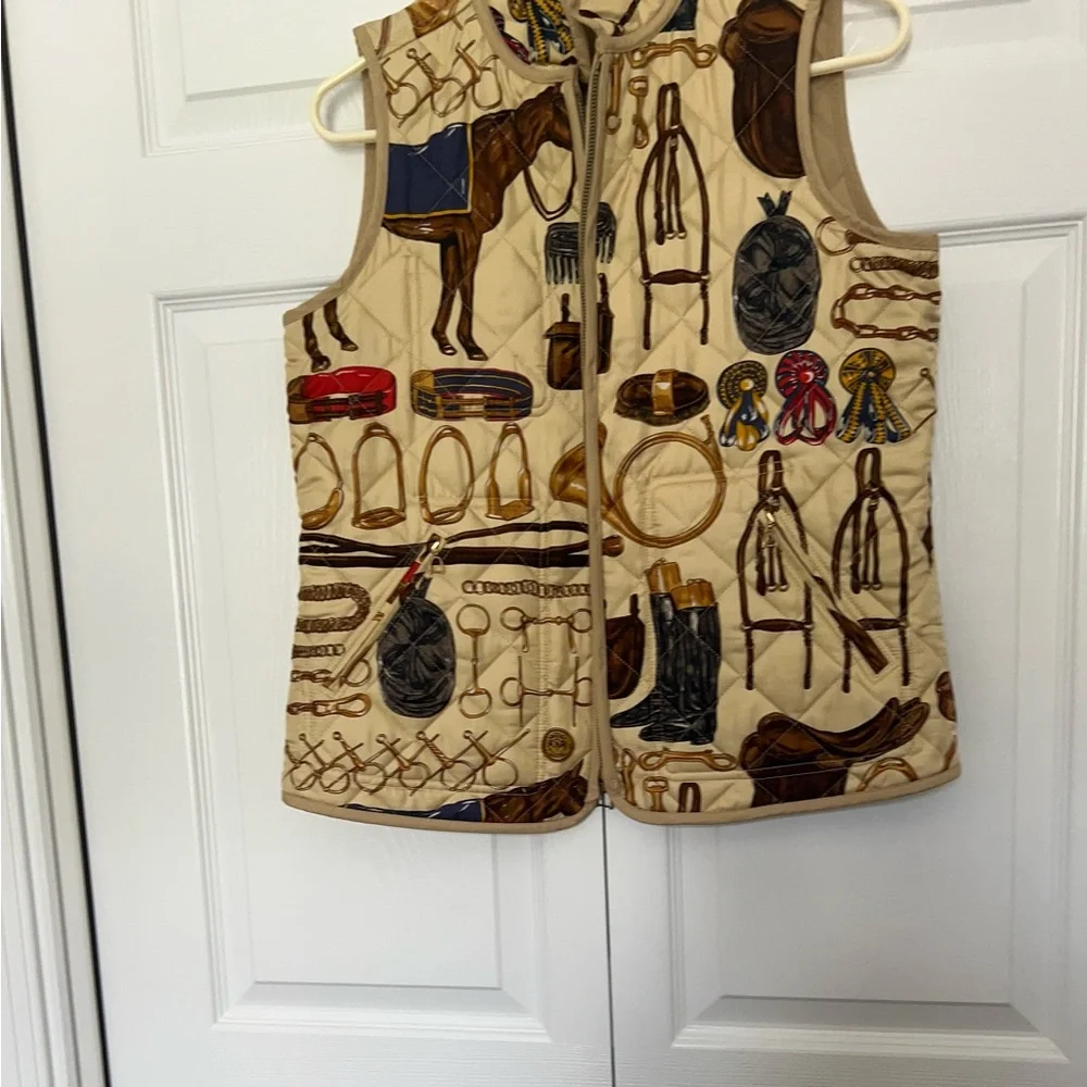 Ralph Lauren Reversible Equestrian Print Quilted Vest, sized M - Picture 3 of 9